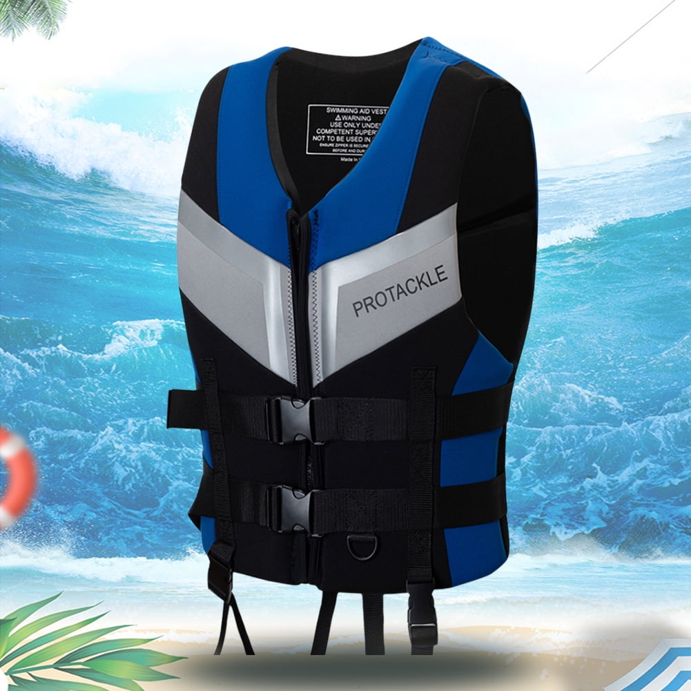 Water Kayaking Jacket for Adults and Kids, Buoyancy Swimsuit Boating Fishing Waistcoat Zipper Closure, Unisex Outdoor Water Sports Vests(Blue M)