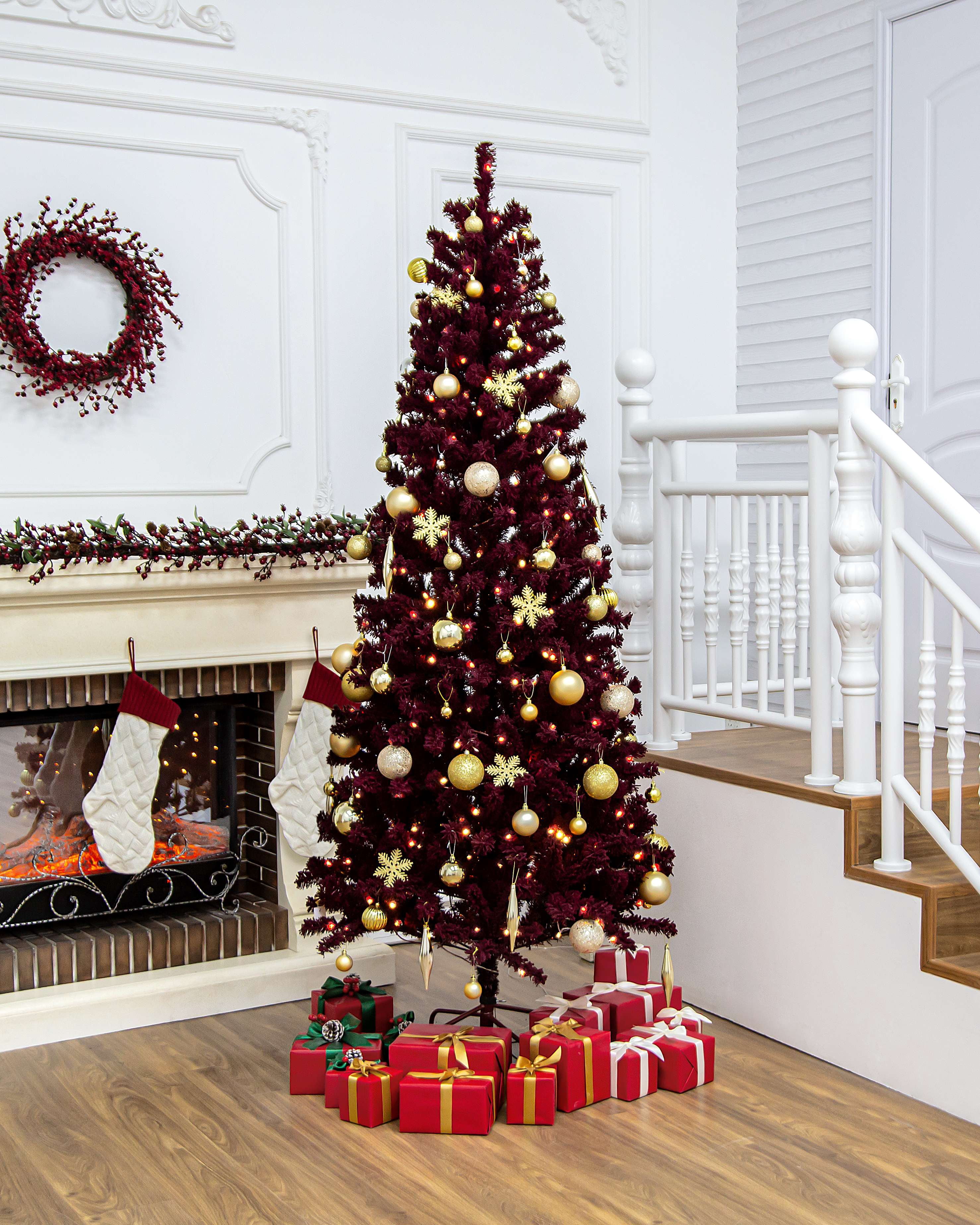 7 Foot Tranquil Red Velvet Flocked Christmas Tree by Holiday Time