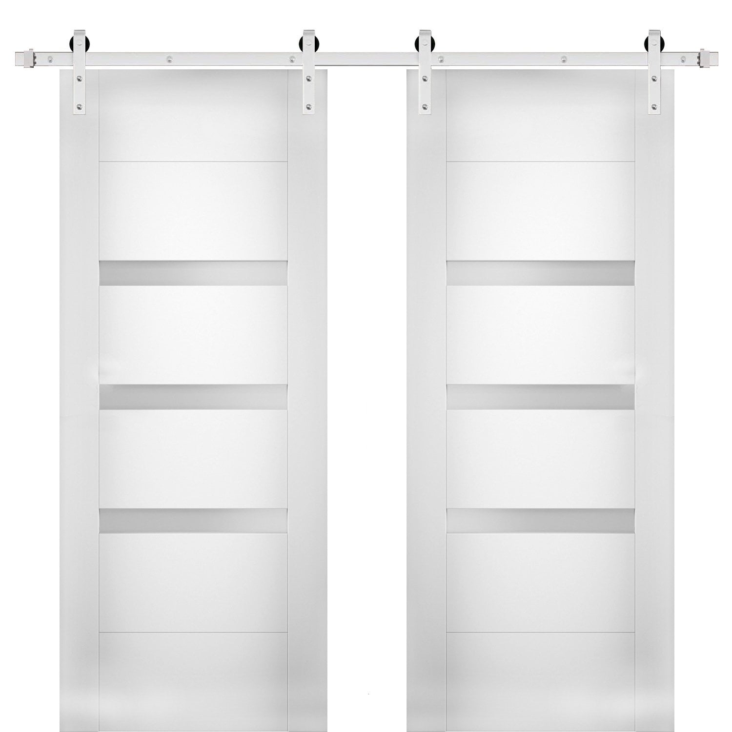 Modern Double Barn Door 60 x 96 inches with Opaque Glass / Sete 6900