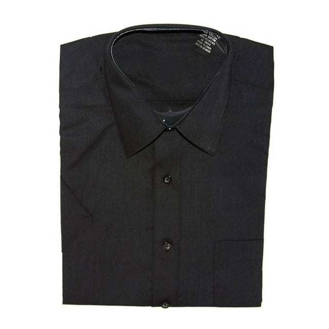Gravity Threads Mens Dress Shirt Short Sleeve Button Up Shirt - Black - 4X-Large