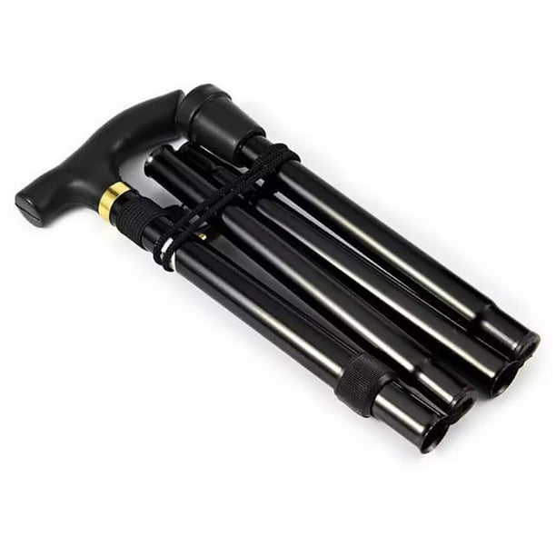 Bastón telescópico para ancianos, bastón de trekking, muletas plegables, 4 secciones, aleación de aluminio para ancianos, ultraligero para caminar al aire libre, 27 cm después del plegado, negro LingWen 9024715460646