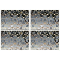 Gold Black Checkered Pattern Summer Placemats Table Placemats Set Of 4-Linen Kitchen Washable Placemats Table Mats 11.8"x17.7" Non-Slip Heat Resistant
