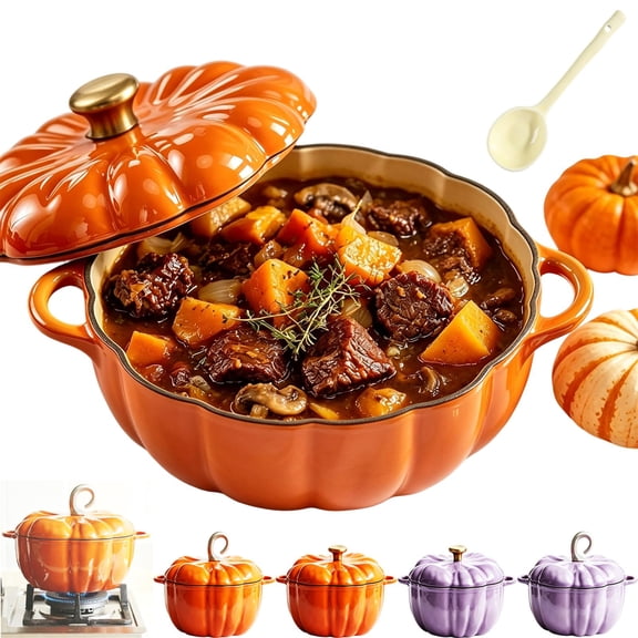 Pumpkin Oven Pot with Lid, Cast Iron Oven Pots for Cooking
