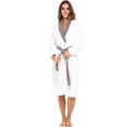 thumbnail image 4 of Notus Shawl Collar Bathrobe for Women Soft Spa Nightgowns 100% Cotton Terry robes for men - Towel Bathrobe Unisex Terry Cloth Bathrobe, Soft Shower Spa Robe Gray Collar White XL, 4 of 7