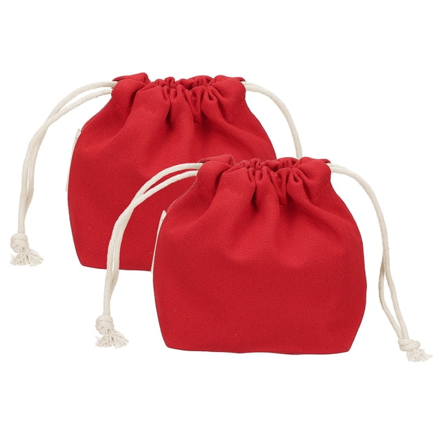 Uxcell 2 Pcs Bolsa de Maquillaje con Cuerda, Bolsa Cosmética de Lona de 4.7" para Mujeres, Organizador de Artículos de Tocador para Viajes, Accesorios de Tocador, Rojo