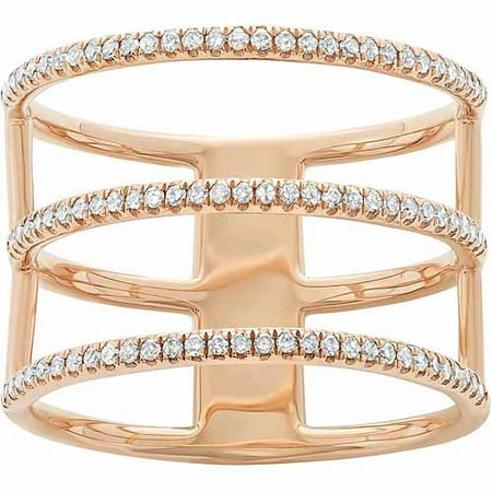 0.34 Carat T.W. Diamond 14kt Rose Gold 3-Row Fashion Ring