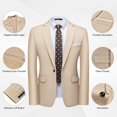 thumbnail image 4 of Conjunto de traje WULFUL para hombre, chaqueta tipo blazer ajustada con un botón, 4 of 5
