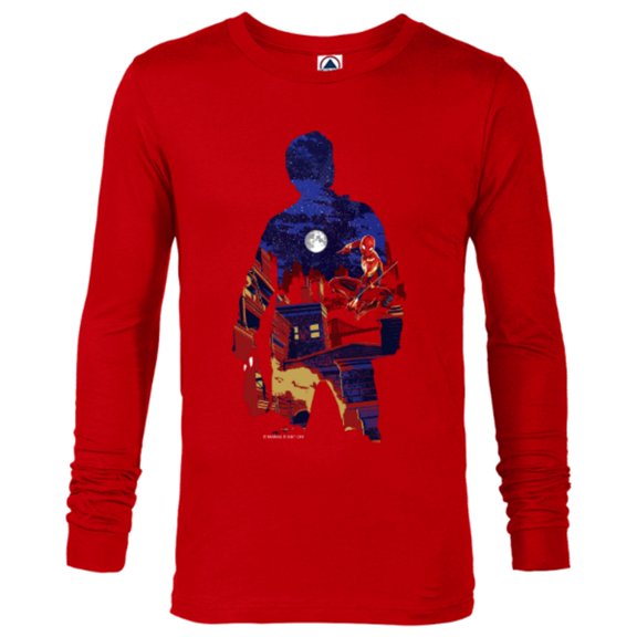 Marvel Spider-Man: No Way Home Peter Parker Silhouette - Long Sleeve T-Shirt for Men – Customized-New Red