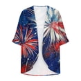 thumbnail image 7 of lcziwo Women's 4th of July Outfits American Flag Print Kimono Cover Ups 3/4 Sleeve Open Front Patriotic Cardigan Summer Chiffon Beachwear Navy XXL, 7 of 7