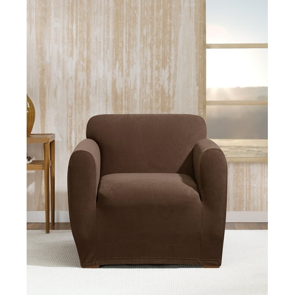 SureFit Stretch Morgan 1 Piece Chair Slipcover in Chocolate