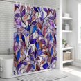 thumbnail image 6 of Purple Blue Leaves Bathroom Shower Curtains with 12 Hooks Polyester Waterproof Shower Curtain for Stalls and Bathtubs Stained Glass Botanical Leaf Branches Decorative Bathroom Curtain 36x78 Inches, 6 of 9