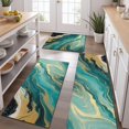 thumbnail image 2 of Teal Marble Gold Wave Pattern Kitchen Rugs Sets Of 3,Kitchen Runner Rugs Non Skid Washable,Decorative Kitchen Floor Mats for Kitchen,Sink,Laundry,17"x30"+ 17"x47" + 17"x59", 2 of 6