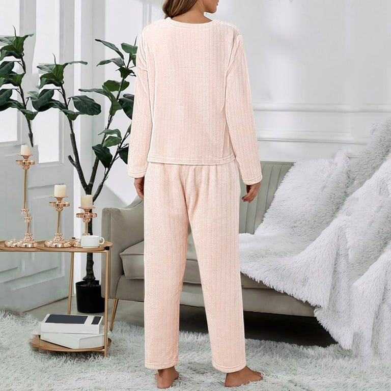 fvwitlyh Junior Pajamas for Teen Girls Women Casual Pajamas Sets Coral Long  Sleeve Tops And Pajamas for Women Pants Set