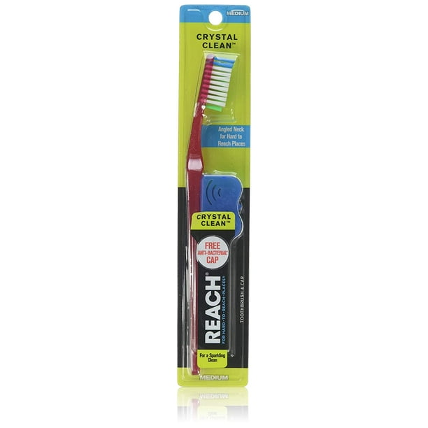 Dr Fresh Reach Crystal Clean Adult Toothbrush with Deep Cleaning Bristles, Medium, 1 Ea, 2 Pack
