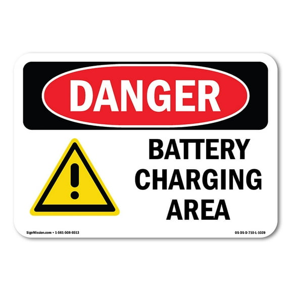 OSHA Danger Sign - Battery Charging Area | Decal | Protect Your Business, Construction Site, Warehouse & Shop Area |  Made in The USA