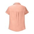 thumbnail image 6 of STETMN Women's Cotton Gauze Blouse Casual Roll Short Sleeve Shirt Collared Button Down Shirts with Pockets for Officewear, 6 of 6