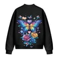 thumbnail image 5 of SCRAWLGOD Rose Butterfly Print Blue Black Womens Long Sleeve Zip Up Jacket Outfits Crewneck Casual Soft Coat Lightweight Sweatshirts with Pockets for Shopping Office, S, 5 of 7