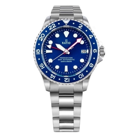 Ratio FreeDiver GMT Series Sapphire Stainless Steel Blue Dial Automatic RTF053 200M Men's Watch