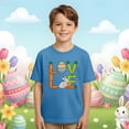 thumbnail image 4 of Boys Girls Sports Outdoor Easter Print Pattern Crew Neck Short Sleeve Blue 4Y-5Y, 4 of 6