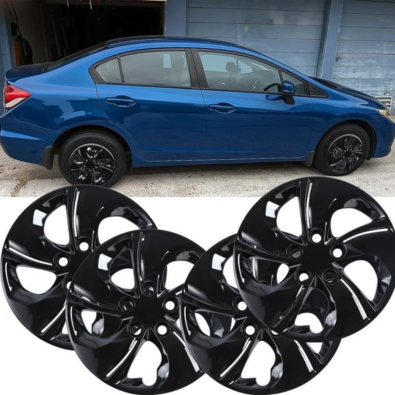 15 inch Set of 4 Hubcaps Fits for 2013 2014 2015 Honda Civic Sedan,2013 Honda Civic Coupe,Only Fit Iron Hub - Steel Wheel,Bolt on Installation,Black Lacquer
