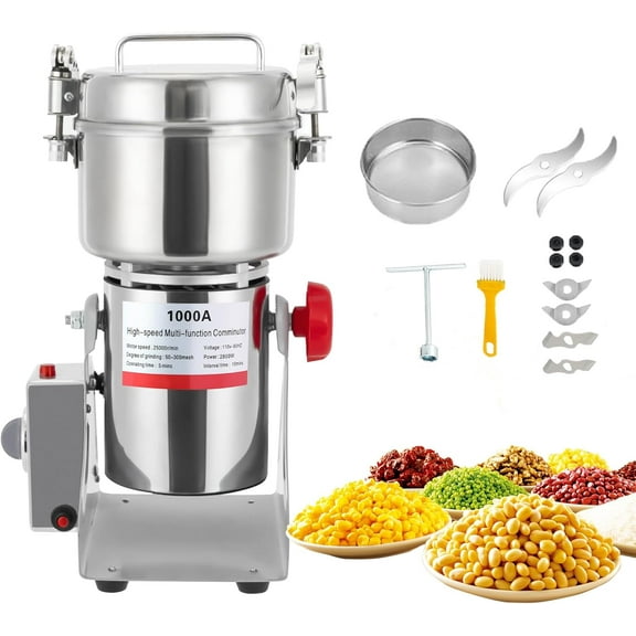 Grain Mill Grinder 1000g High Speed Food Grain Mill Stainless Steel Seeds Flour Nut Pill Wheat Corn Herbs Spices & Seasonings Dry Grinder Electric Machine