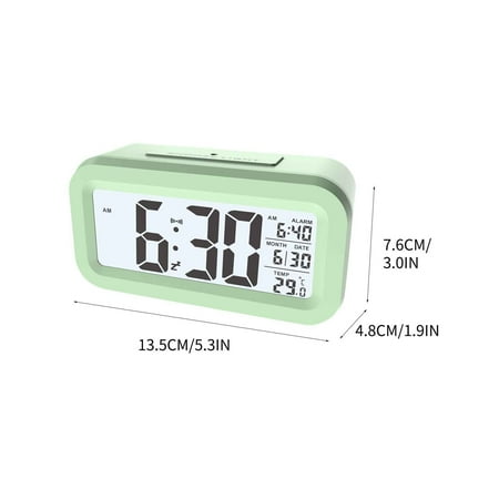 4.5 LED Display Digital Alarm Clock Battery Operated/Night Light with Indoor Temperature, Small Alarm Clock Bedrooms Beside Travel