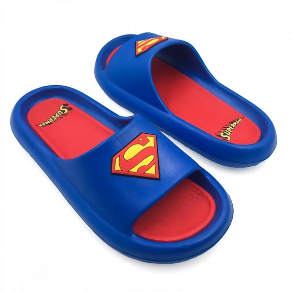 Superman 872384-size11-12 Logo Mens Cloud Comfort Foam Slide Sandals - Size 11-12