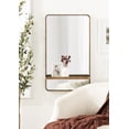 thumbnail image 3 of Kate and Laurel Estero Modern Metal Rectangle Mirror with Rounded Shelf, 20 x 34, Gold, Decorative Contemporary Rounded Rectangle Shelf Mirror for Living Room or Bedroom Storage and Display, 3 of 10