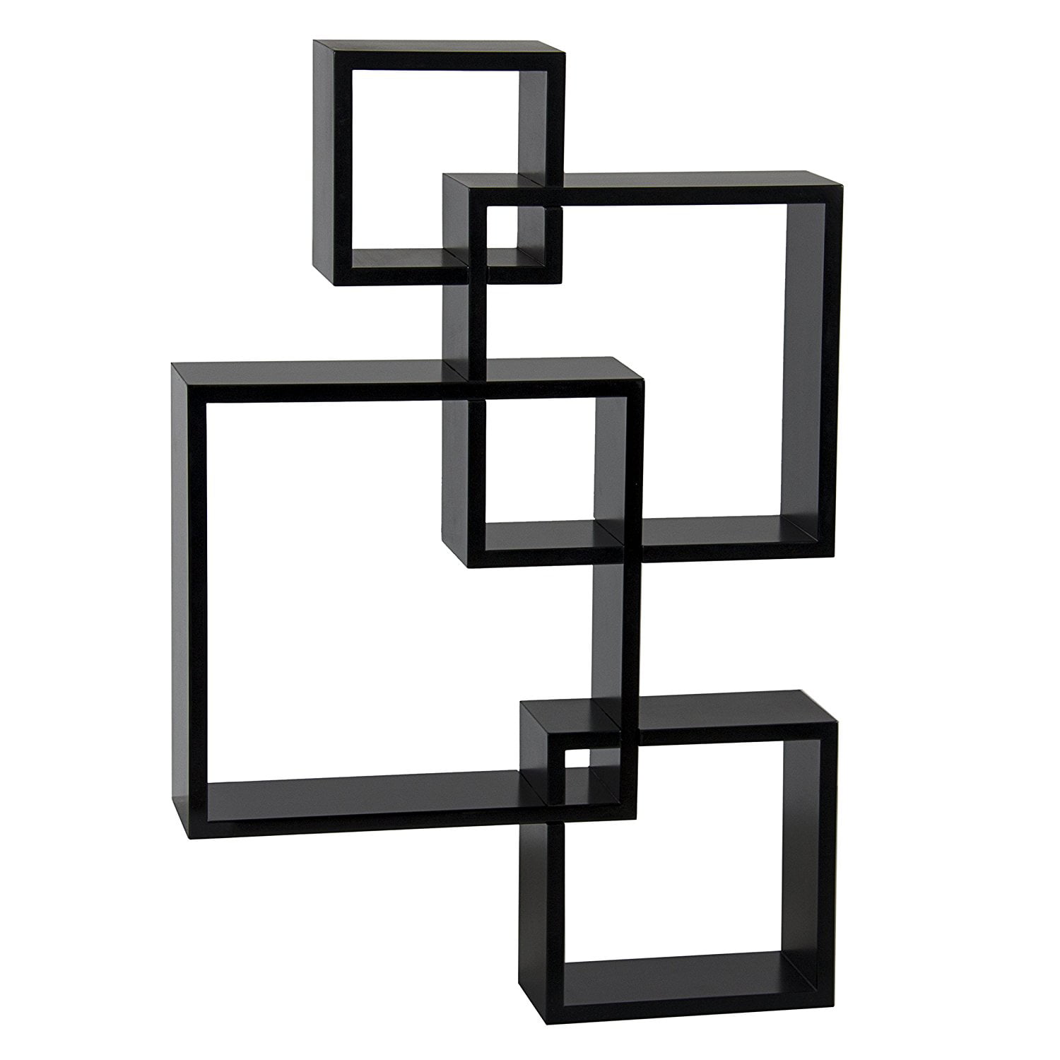 Black Intersecting 3 Square Floating Shelf Wall Mounted Home Furniture Decor MG 