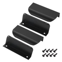 Uxcell 4 Pcs Finger Pulls for Cabinets, 3 Inch Aluminum Alloy Edge Cabinet Pulls Finger Handle Flat Hidden Back Mount for Dresser Wardrobe Drawers Door Hardware, Black