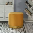 thumbnail image 6 of Vintiquewise QI004323.TBL Modern Round Velvet Fabric Standard Ottoman Stool with Gold Base, Teal blue, 6 of 9