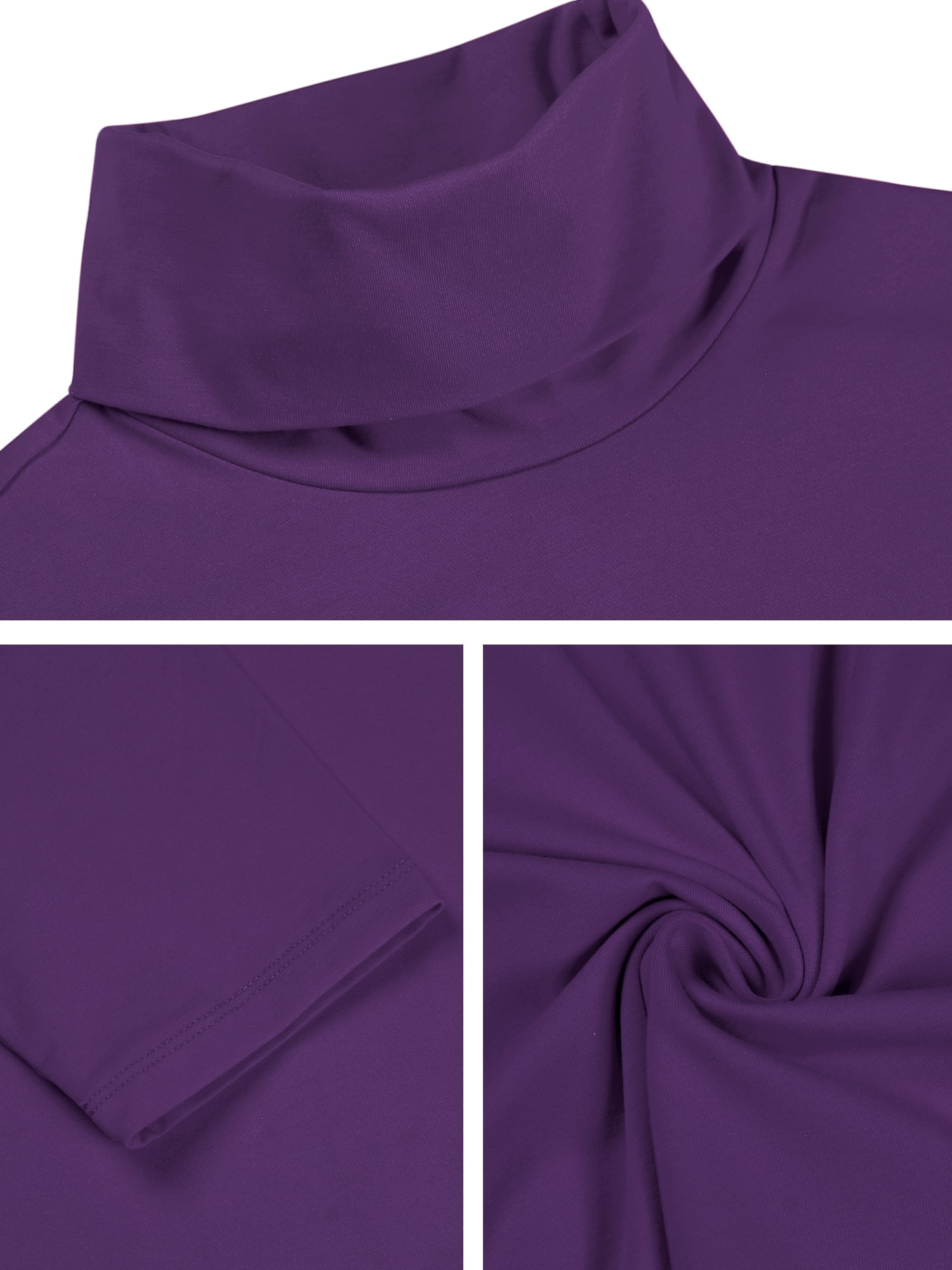 Unique Bargains Men's Pullover Lightweight Long Sleeve Top Turtleneck T-Shirt 46 Dark Purple