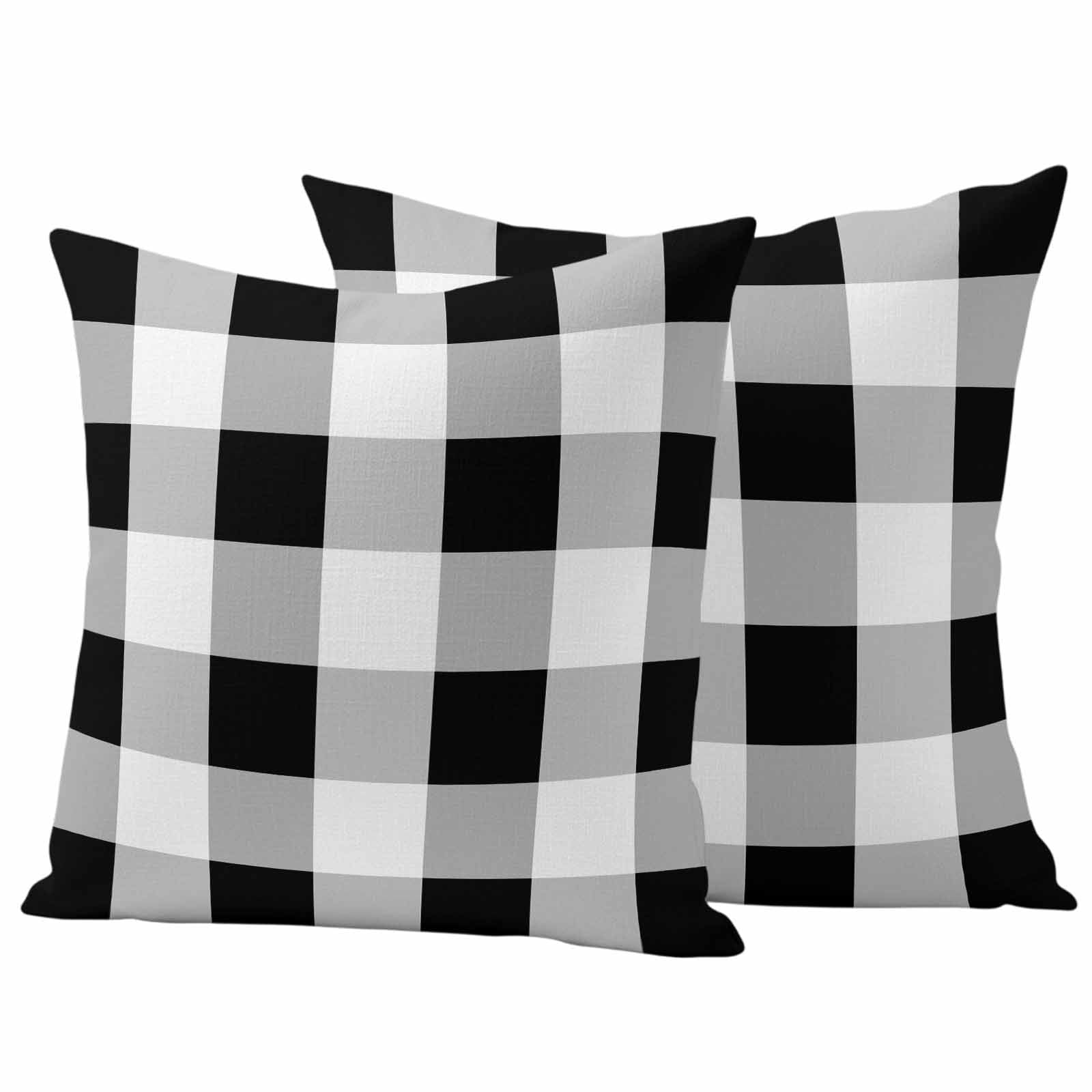 Pack of 2 Outdoor Pillow Covers,Waterproof Black White Plaid Throw Pillow Covers,Spring Farmhouse Buffalo Checkered Decorative Pillowcases Cushion Covers for Couch Pillow Sham Protector 26x26 Inch