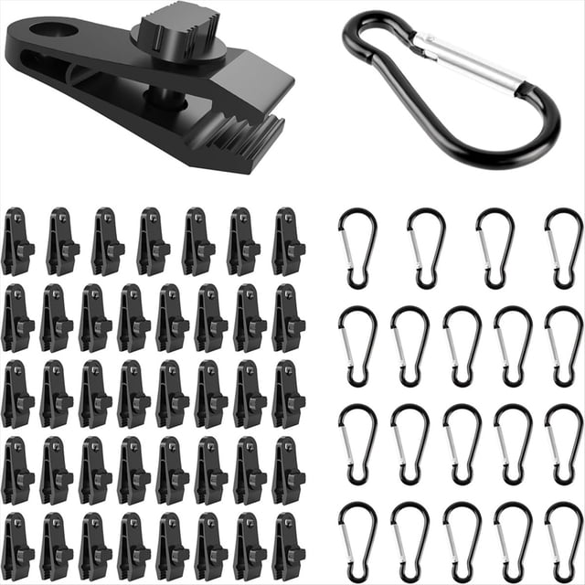 Abrazaderas para Lonas con Agarre Resistente, 60 Unidades con Mosquetones, Soporte para Lonas y Piscinas.