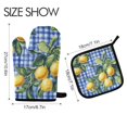 thumbnail image 2 of Yayeee Oven Mitts and Pot Holder Set of 2 Heat Resistant Kitchen Gloves Baking Hot Pad, Green Lemon Plaid, 2 of 5