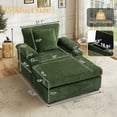 thumbnail image 2 of FFH Accent Chair, Modern Oversized Chair with Ottoman, Chenille Comfy Sofa Bed with Cup Holders, Charging Ports and Storage Space, Green, 2 of 13