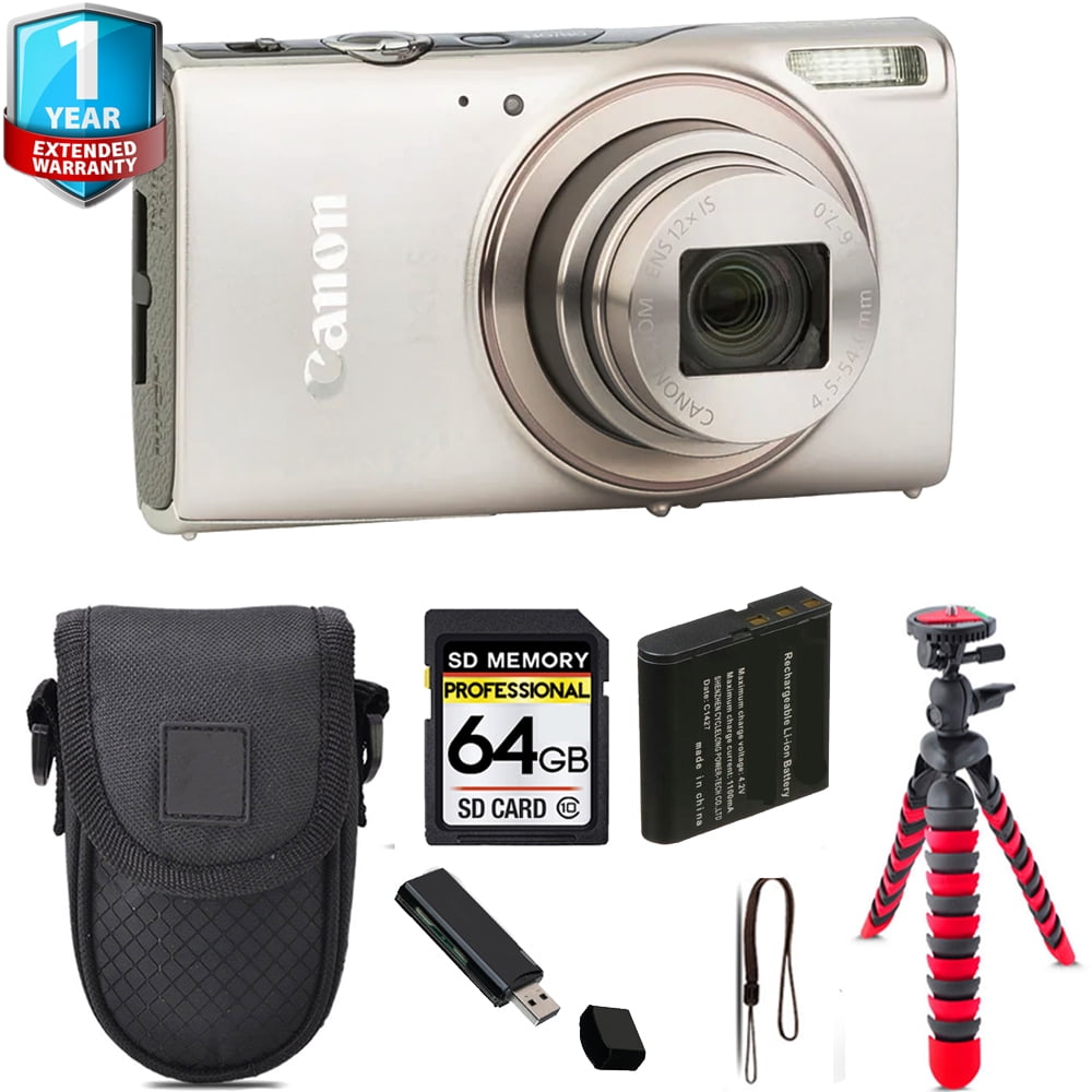bladzijde Laboratorium magie Canon PowerShot IXUS 285 HS Digital Camera (Silver) + Tripod + 1 Yr  Warranty - 64GB Kit - Walmart.com
