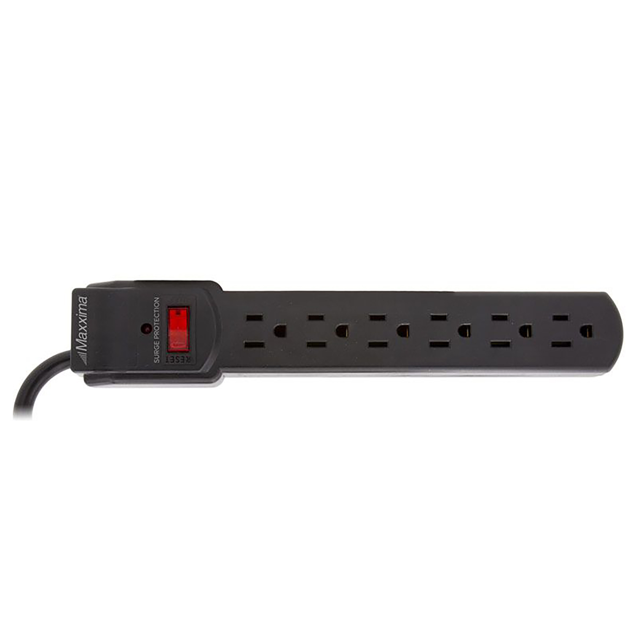 Maxxima 6 Outlet Power Strip - 300 Joules Surge Protection, Black (4 Pack)