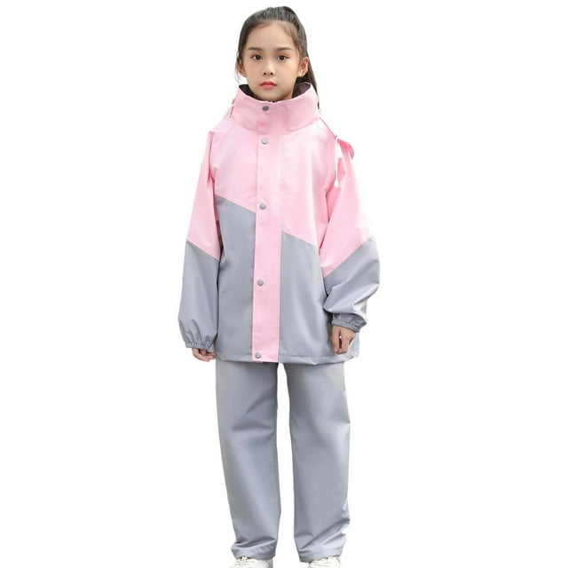 Combinaison de Pluie pour Enfants avec Capuche Sac à Dos Espace Légère Imperméable Réutilisable Filles Garçons Extérieur École Jeu