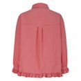 thumbnail image 4 of DDAPJ pyju Women's Spring Tops Dressy Casual Ruffle Plaid Blouse Long Sleeve Button Down Linen Shirts Oversized Boyfriend Shirt Red XL, 4 of 7