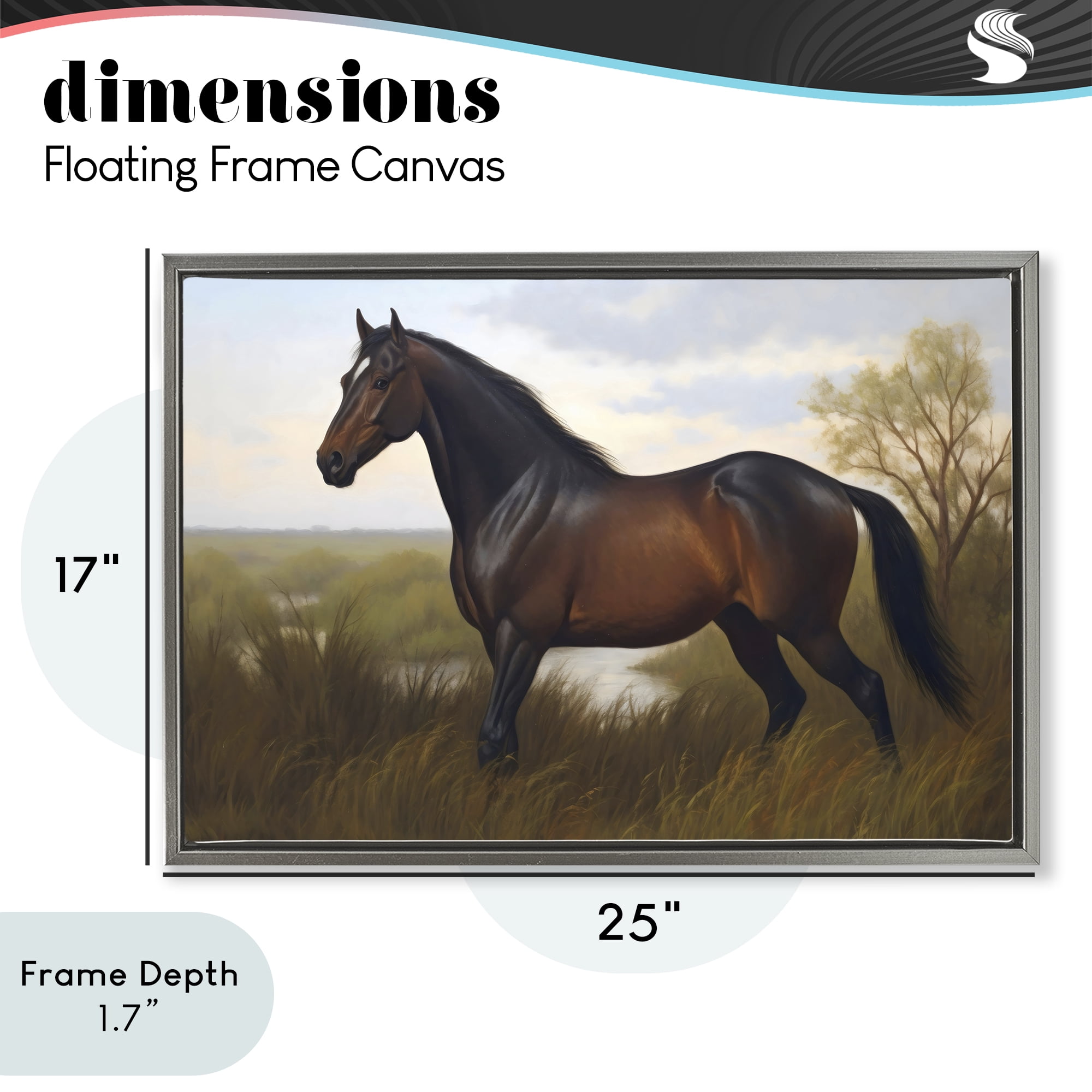 Stupell Industries Stallion in Marshland Gray Framed Floater Canvas Wall Art, design by Creative Studio