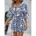 thumbnail image 4 of Summer Ladies‘ Floral Pattern Dolman Sleeve Summer Women Beach Jumpsuit With Shorts, 4 of 7