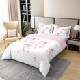 thumbnail image 3 of Erosebridal Housse de Couette 100 % Coton Rose Girly avec Nœud Papillon Format Double, Ensembles de Literie avec Nœud Dessin Animé Format Double, Déco Étoiles de Rêve, Réversible 3 Pcs (Sans Couette), 3 of 6