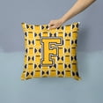 thumbnail image 2 of Letter F Football Black, Old Gold and White Fabric Decorative Pillow, 2 of 4