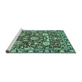 thumbnail image 2 of Ahgly Company Machine Washable Indoor Square Oriental Turquoise Blue Industrial Area Rugs, 4' Square, 2 of 4