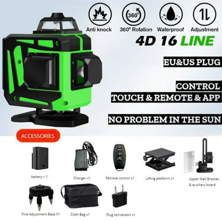 

CHNGYCX Highly Accurate Professional Green Auto-Leveling Laser Level with Tripod for Perfect Measurement and Alignment in Various Project Scenarios - 16 Laser Lines for Unmatched Precisio