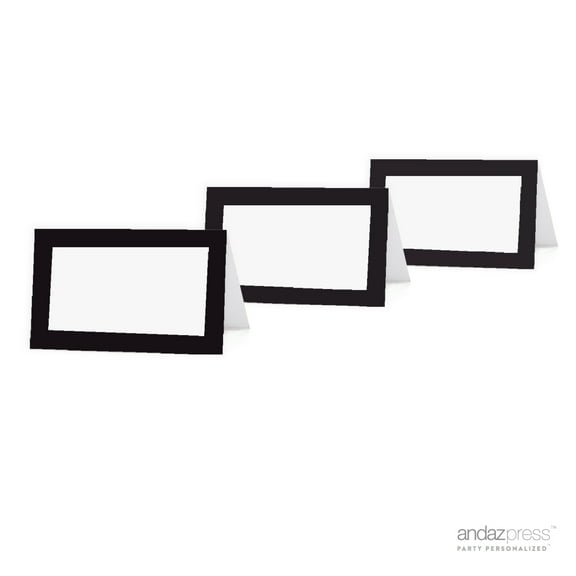 Blank Formal Black & White Table Tent Place Cards, 20-Pack