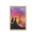 thumbnail image 1 of Fantasy Wall Art with Frame, Silhouette of Prince and Cartoon Castle House Tale Dream Girls Image, Printed Fabric Poster for Bathroom Living Room, 23" x 35", Multicolor, by Ambesonne, 1 of 2