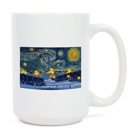 

15 fl oz Ceramic Mug Sugarloaf Maine Ski Resort Starry Night Dishwasher & Microwave Safe