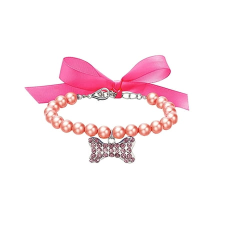 Pet Pearl Collar for Friday Dog Small Pet Cat Dogs Sequin Bow Tie Pet Collar Dog Bone Adjustable Cat Tie Pendant Jewelry Small